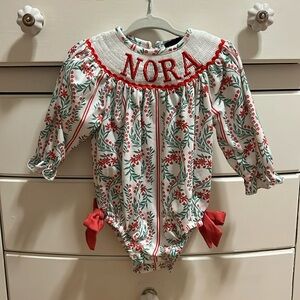 Christmas Nora name smock long sleeve bubble